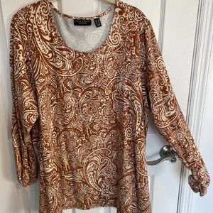 Susan Graver Weekend Printed Cotton Modal Tunic with Ruched Sleeve